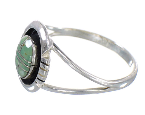 Southwest Turquoise Inlay Silver Ring Size 8-3/4 RX60130
